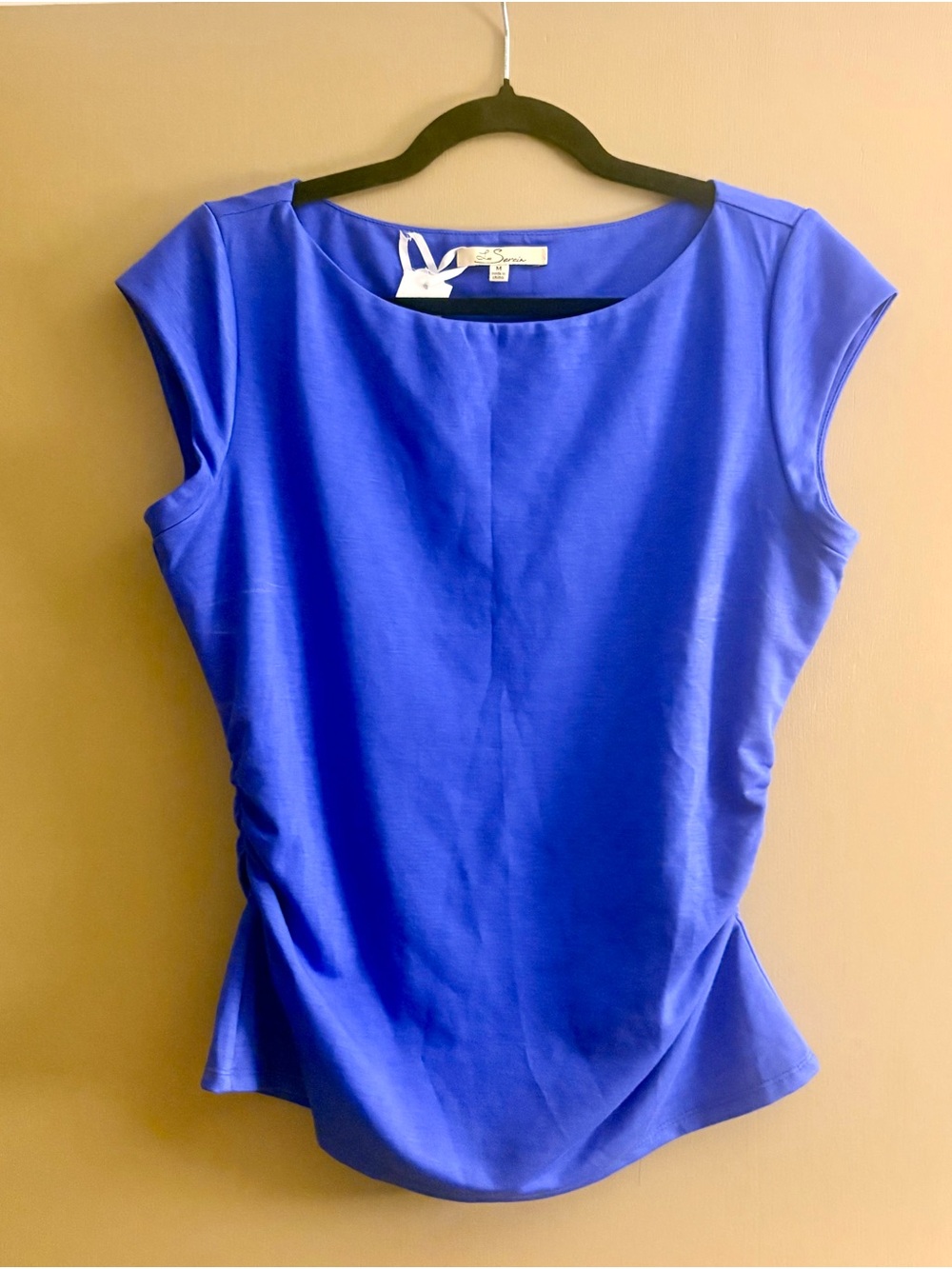 Boat Neck Short Sleeve Knit Top — Vibrant Cobalt Blue. Never Worn - Picture 3 of 4